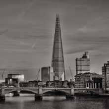 black and white picture of the shard